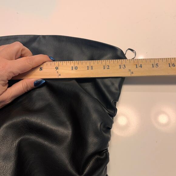 Zara Black Faux Leather Strapless Mini Dress Size XS - Picture 10 of 12